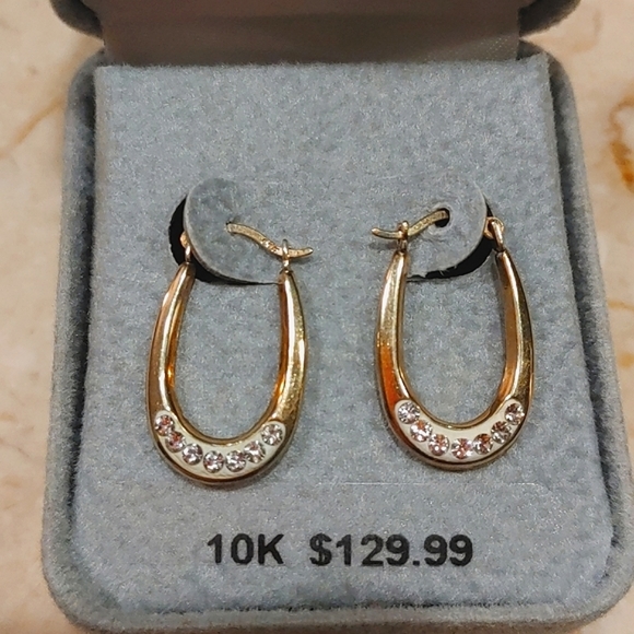 10K Gold Swarovski Oval Hoops